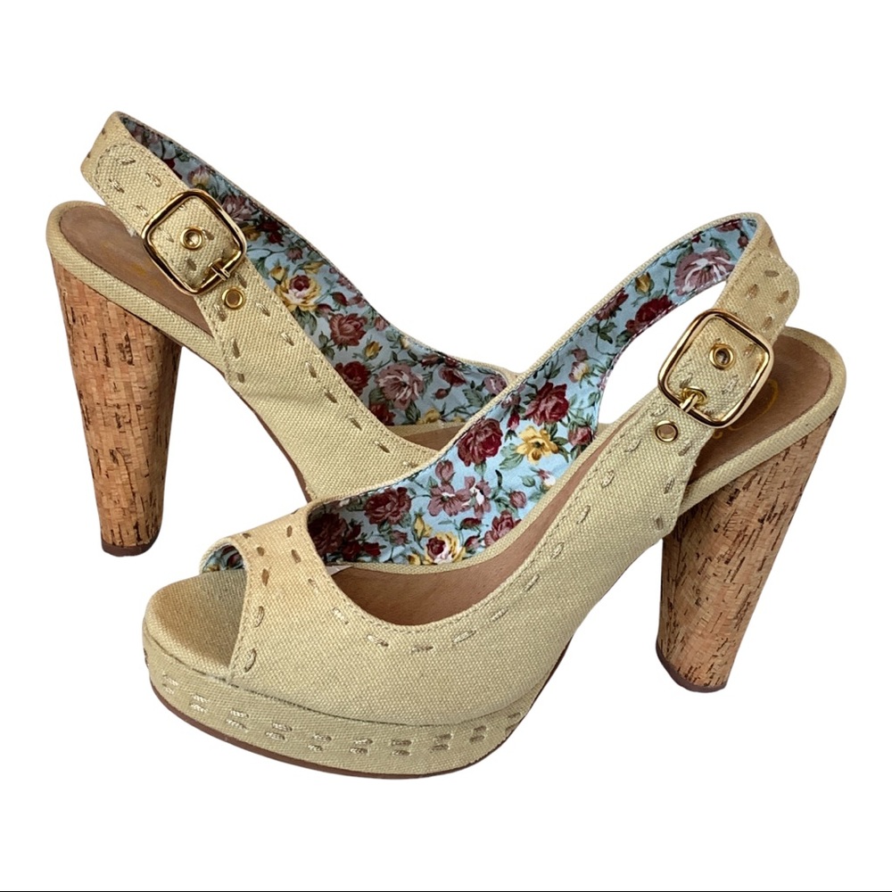 ✔️New, Envy, Sunshine, Canvas PeepToe Heels